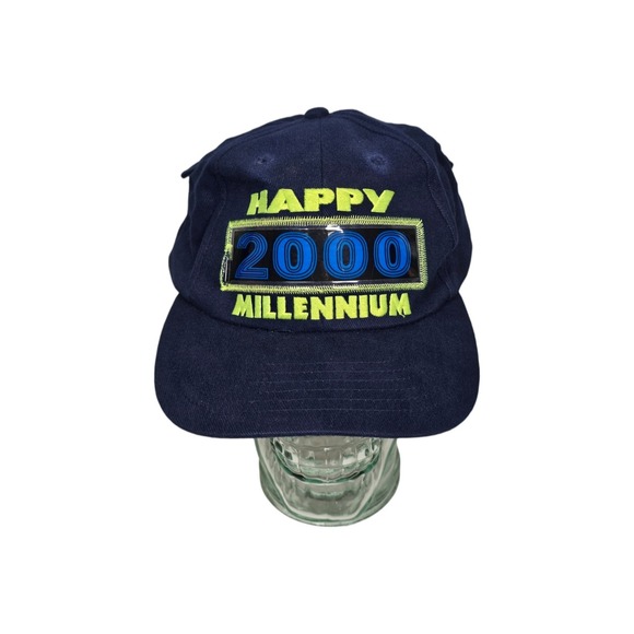 Vintage Year 2000 Light Up Hat Snapback Cap Mens‎ Black Y2K Millennium Party - Picture 1 of 7